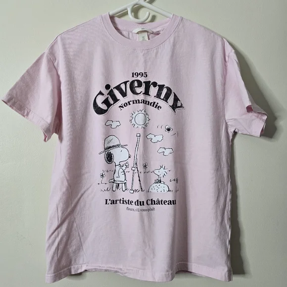 H&M Tops Hm Oversized Cotton Snoopy Print Short Sleeve Tshirt